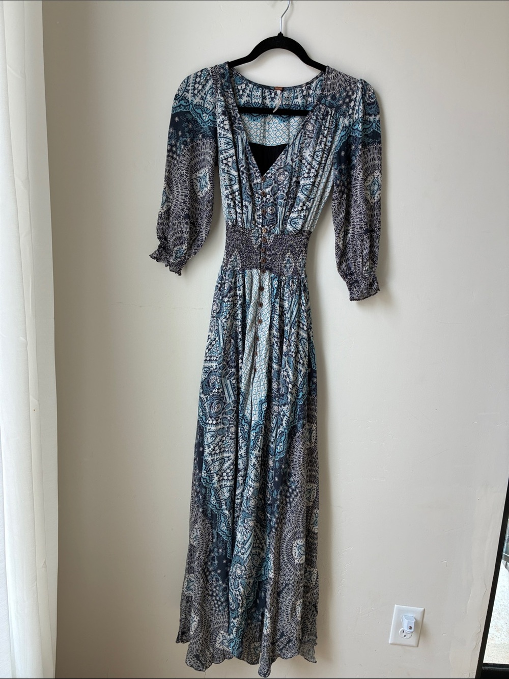 Free people Paisley Maxi Dress Teal and navy